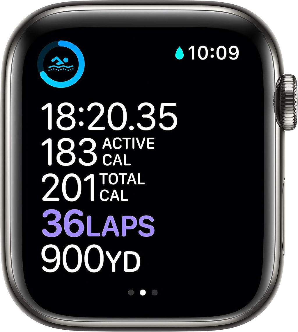 Apple Watch Series 6 (GPS + Cellular, 44mm) - Graphite Stainless Steel Case with Black Sport Band (Renewed)