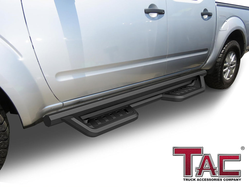 TAC Gen5 Running Boards Compatible with 2005-2026 Nissan Frontier Crew Cab| 4' Drop Side Steps Nerf Bars | Pickup Truck Off-Road Exterior Accessories | Fine Texture Black (2pcs)