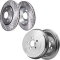 Detroit Axle - Brake Rotors Drums for 2009-2018 Toyota Corolla, 2019 Corolla [1.8L], Front Drilled & Slotted Brake Rotors Rear Brakes Drums 2010 2011 2012 2013 2014 2015 2016 2017 Replacement