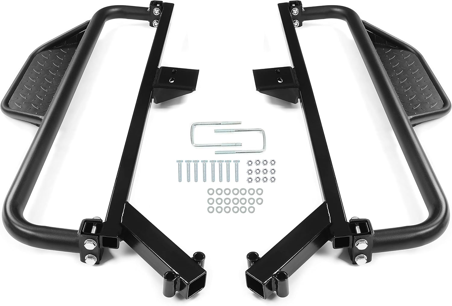 KUAFU Nerf Bars Running Boards Compatible with 2018 2019 Club Car Onward Golf Carts Drop Down Side Step with Step Brackets Left & Right Steel Pair