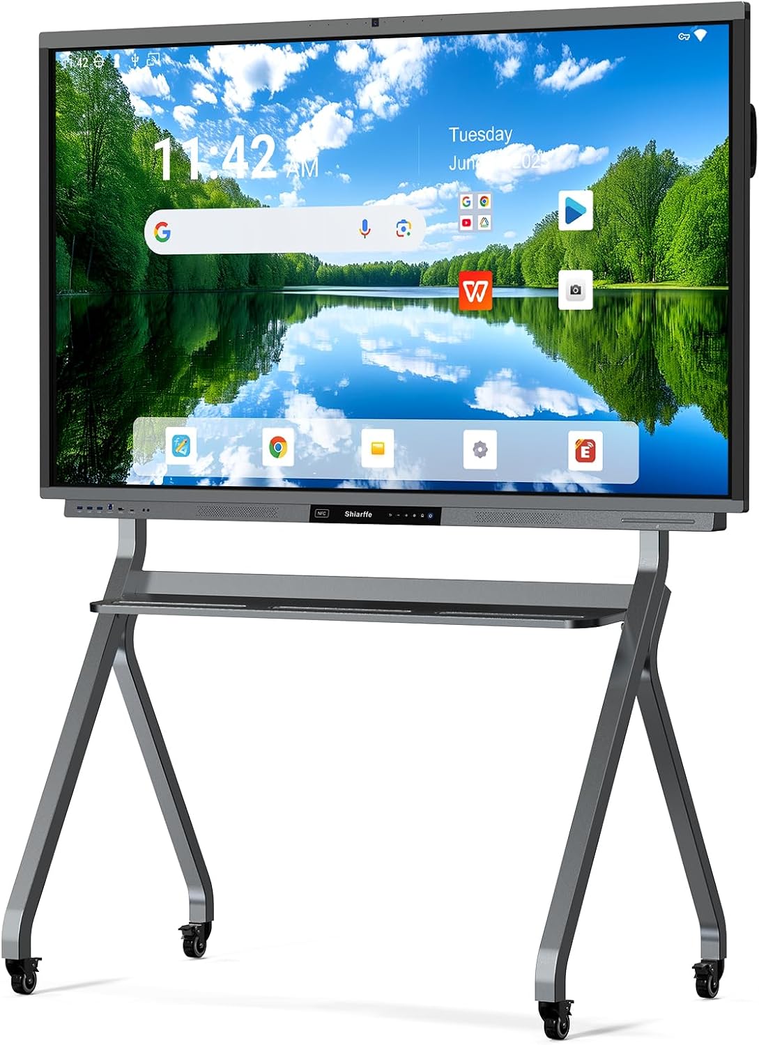 Shiarffe R9 Smart Board 65 Inch 4K Interactive Whiteboard 16GB RAM + 256GB Storage All-in-One Touchscreen Monitor Built-in 50MP AI Camera Mics and 60W Speaker for Classrom Hybrid Work (Board Only)