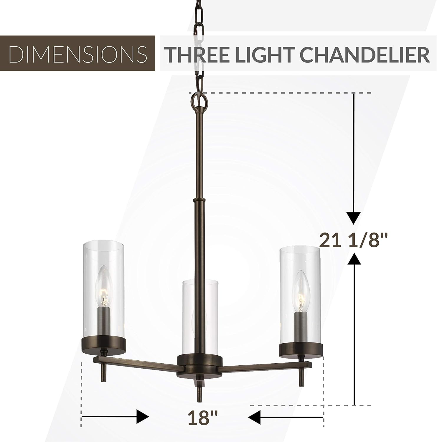 Generation Lighting 3190303-778 Zire Chandelier, 3-Light 180 Total Watts, Brushed Oil Rubbed Bronze