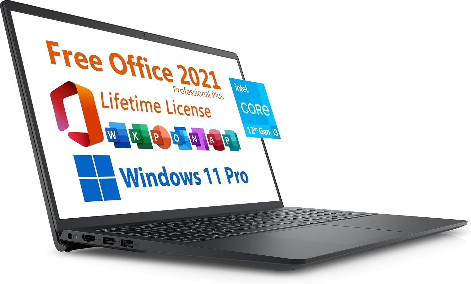 Dell 2024 Inspiron 15 Laptop, Free Microsoft Office 2021 with Lifetime License, 15.6' FHD 1920 x 1080, Intel 6-Core i3-1215U Upto 4.4 GHz, 16GB DDR4 RAM, 512GB PCIe SSD, Windows 11 Pro, Black