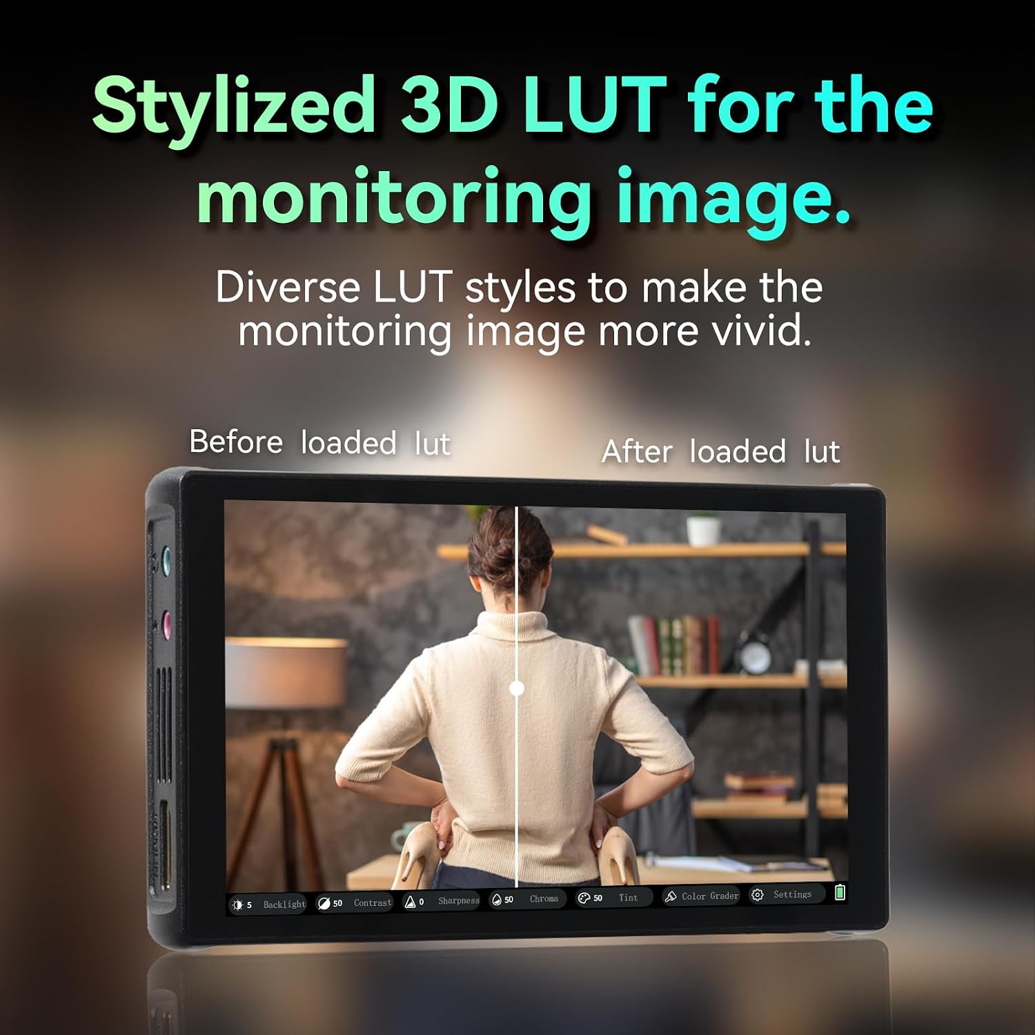 Portkeys PT5 III Camera Monitor 5.4' 800nits Field Monitor with USB 3.0 Type-C Port Support Waveform, Histogram, Peaking, False Color, and 3D LUT Function for DSLR Camcorder with NP-F550 Battery
