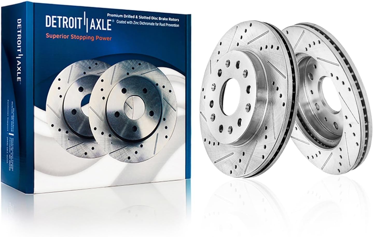 Detroit Axle - Rear Brake Kit for Toyota 2022-2023 Tundra Lexus LX600, 2023 Sequoia, 13.19' inch Drilled and Slotted Disc Brake Rotors Ceramic Brakes Pads Replacement