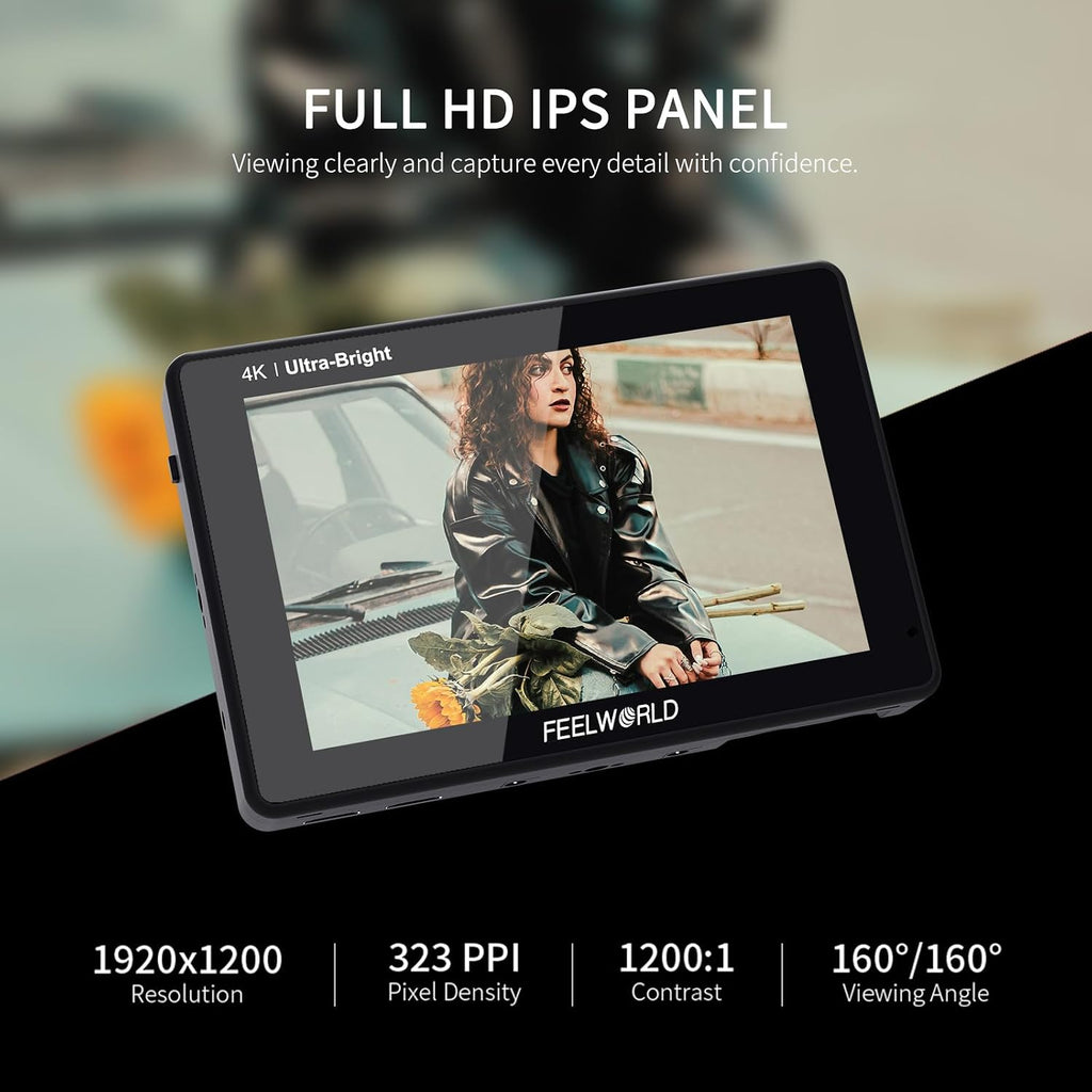 FEELWORLD LUT7 7' 2200nit 1920x1200 FHD IPS Touchscreen Camera DSLR Field Monitor with 3D LUT Waveform HDR 4K HDMI in Out, F750 Battery and Carry Case, ‌Auto Bright Adjustment for Outdoor