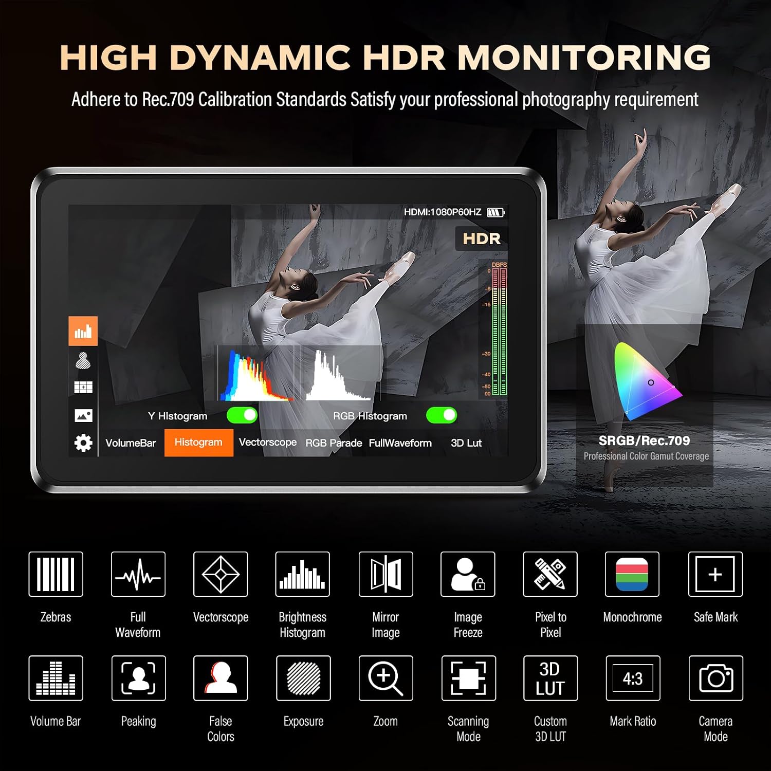 VILTROX DC-X2 Cage 6' SDI Camera Field Monitors 2000nits Super Bright Daylight Viewable External Monitor for 4k HDMI DSLR Touchscreen Monitor for Sony Canon Nikon with Sunshield 2200 MAh Battery