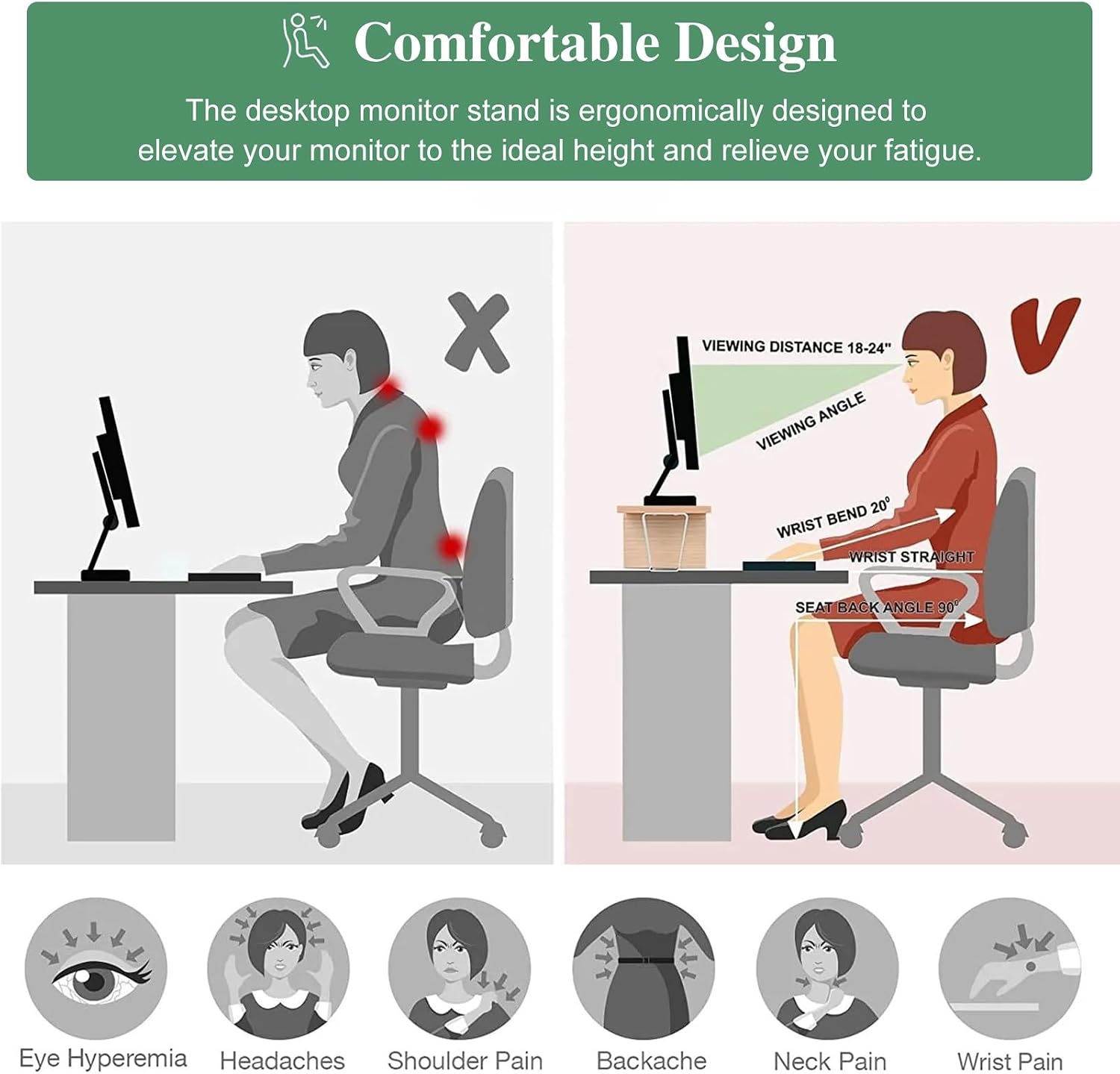 Corner Monitor Stand 2-Tier Dual Triangle Monitor Rack for Computer, Laptop Desktop Organizer Corner Riser Stand, Universal Storage Holder for Workspace Office(Black)