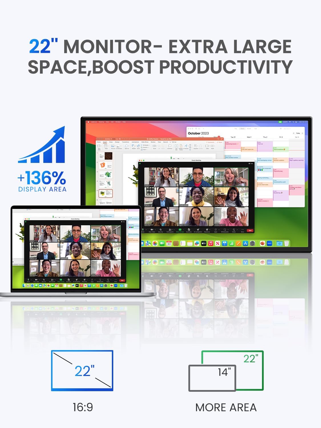 UPERFECT 22' 2K QLED Portable Touchscreen Monitor with 22-inch Laptop Sleeve