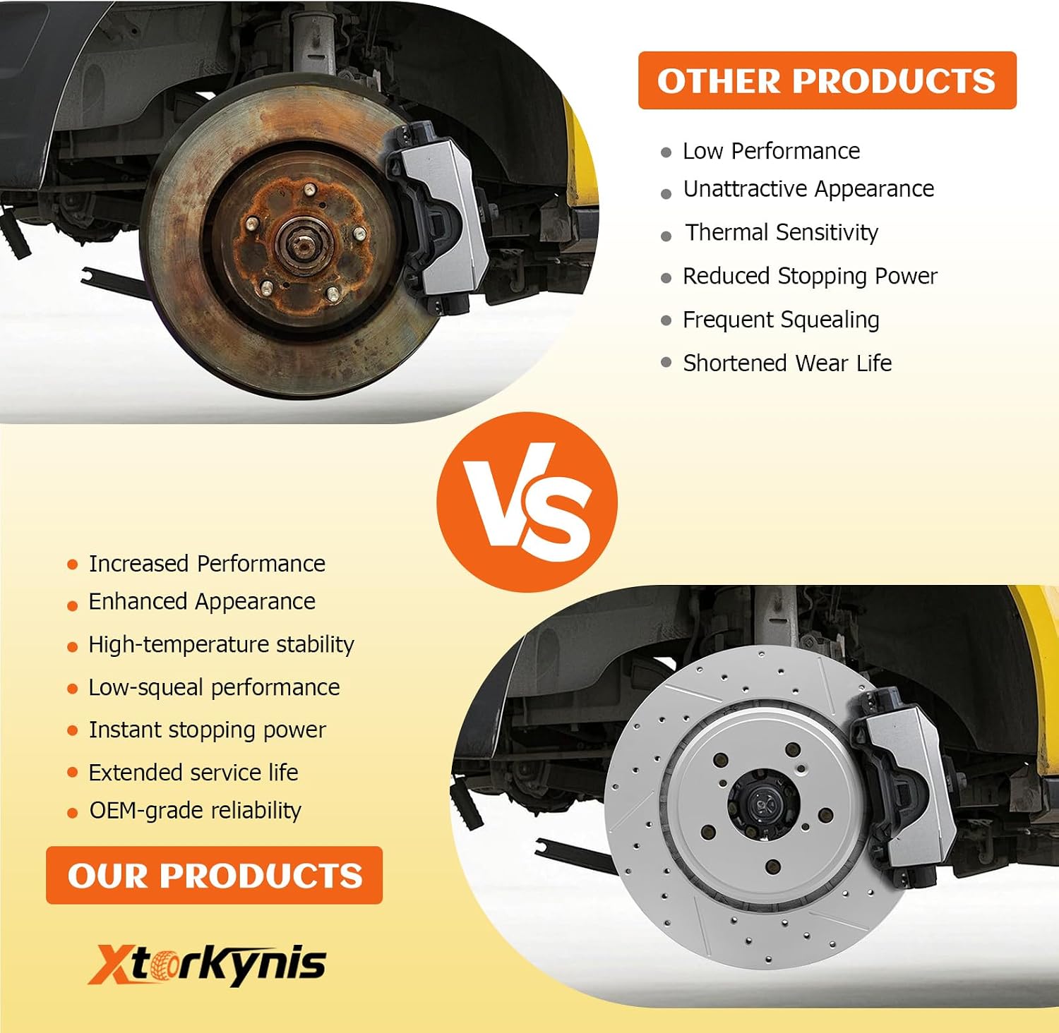 Front and Rear Brake Kit, Drilled and Slotted Disc Brake Rotor With Ceramic Pads for Honda Civic 2006 2007 2008 2009 2010 2011