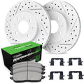 R1 Concepts Front Brake Kit Fits 2003-2005 Honda Civic Hybrid Sedan; 2007-2008 Honda Fit; 2007-2008 Honda Fit USA/CANADA| Performance Sport Pads, Drilled Slotted Rotors| Hardware| 10.3' Front