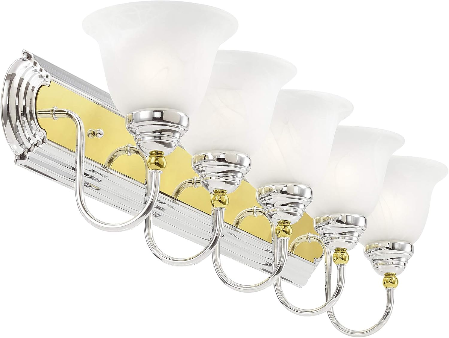 Livex Lighting 1005-52 Belmont 5-Light Bath Light, Chrome and Polished Brass
