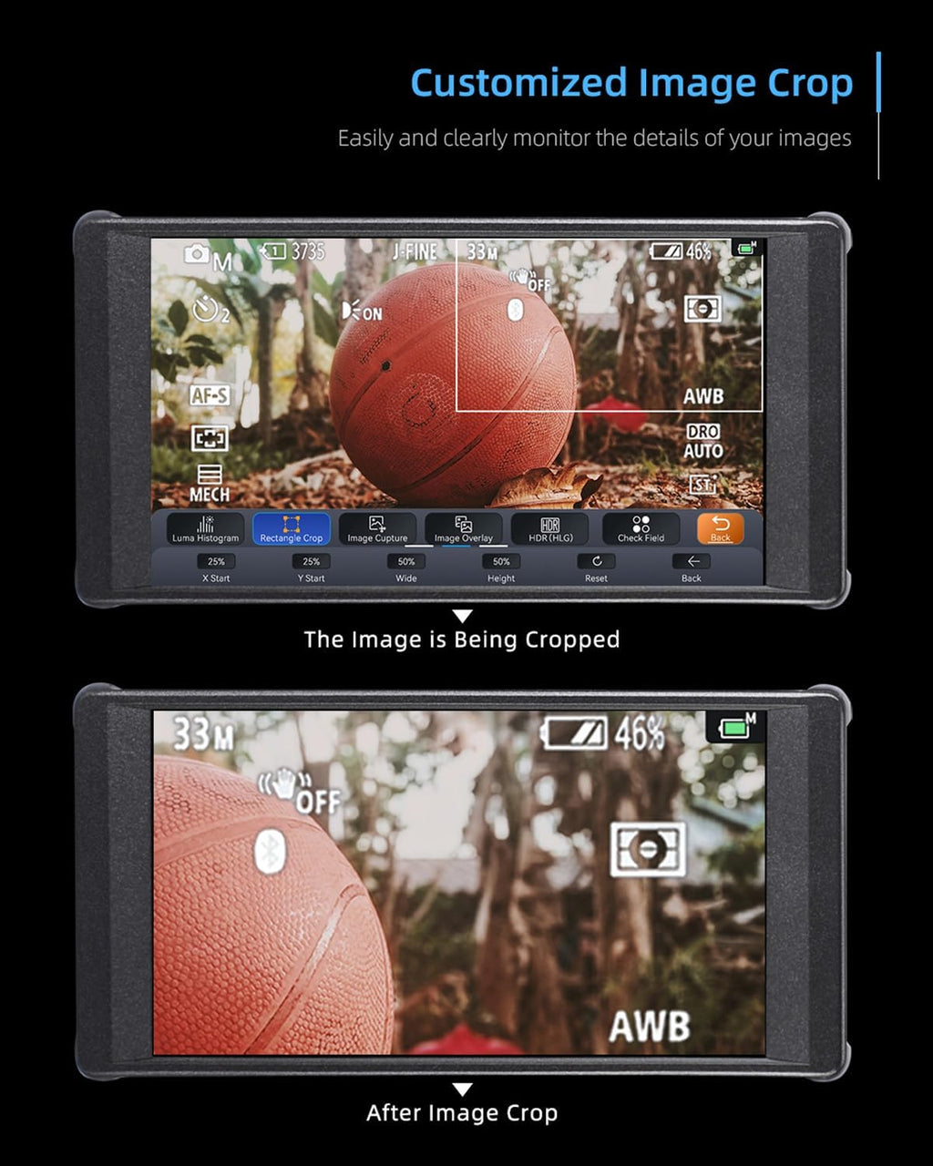 Portkeys PT6 Camera Monitor 5.2' 600nit Touchscreen Field Monitor Vertical Shooting Stretch 3D LUT Output Wide Color Gamut New Peaking RGB Waveform for DSLR with NP-F550 Battery