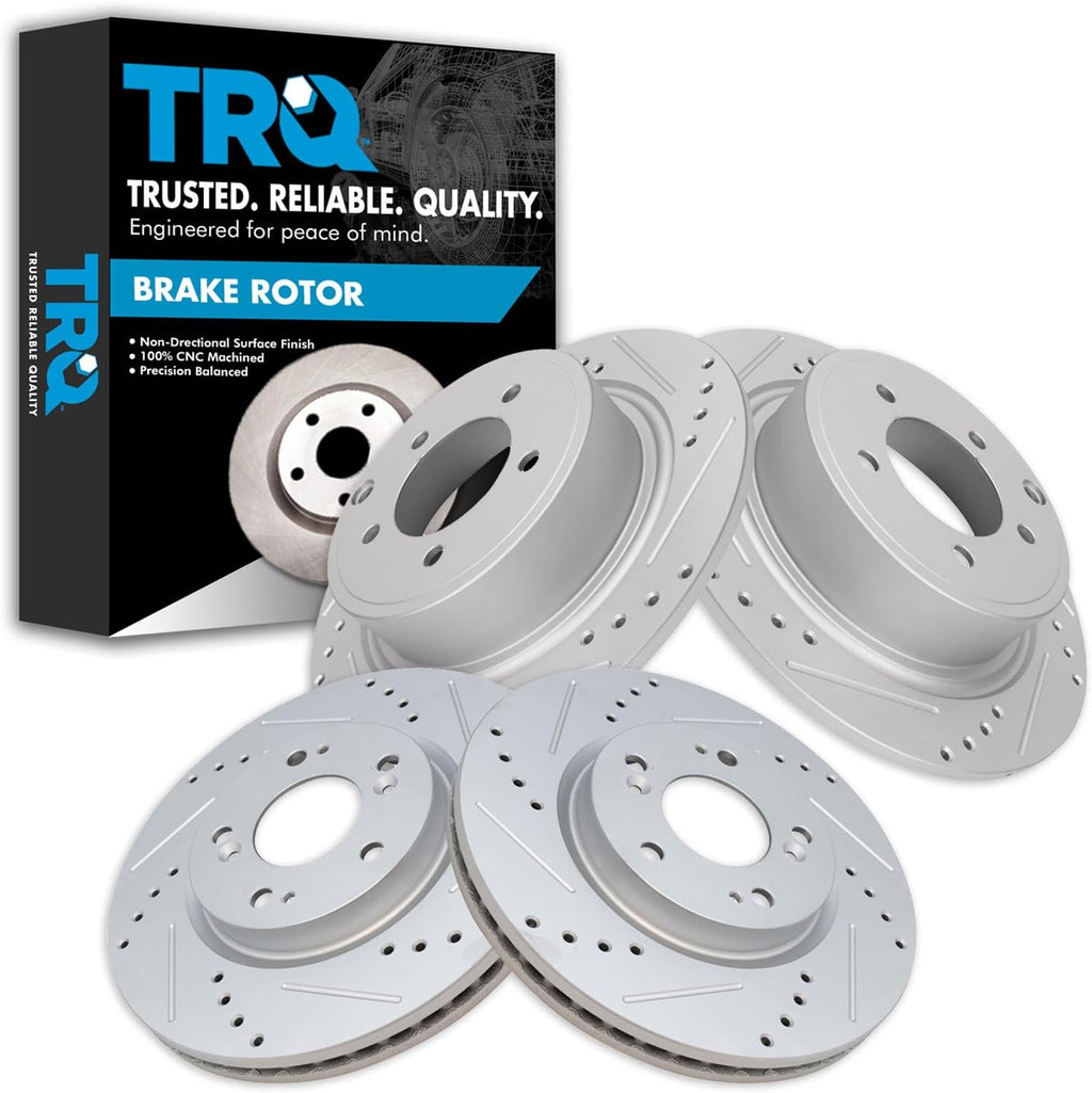 TRQ Front & Rear Brake Performance Rotor Kit Compatible with Chrysler Dodge Jeep Mitsubishi