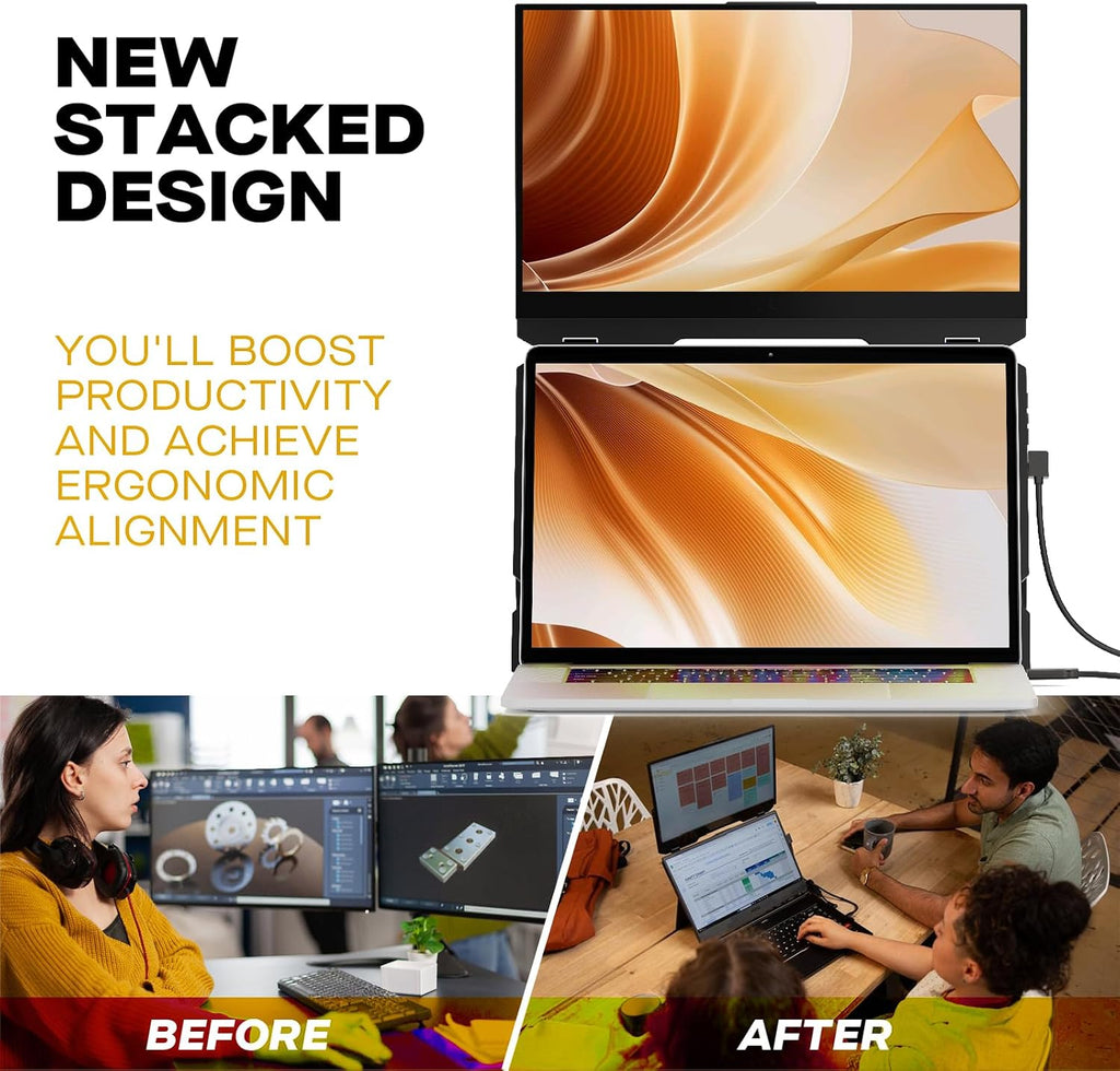 New Mobile Pixels Duex Float Portable Monitor, 15.6' Full HD IPS Dual Monitor for Laptops, USB C/HDMI Plug and Play Portable Screen,Windows/Mac/Android/Switch Compatible
