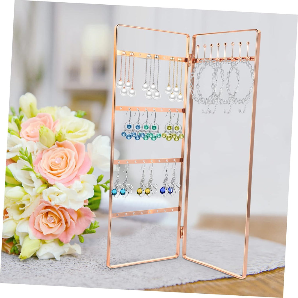 4pcs Wrought Iron Jewelry Stand Delicate Jewelry Stand Ornament Display Stand Monitor Stands Necklaces Display Stand Earring Display Stand Necklace Display Rack Earrings Organizer (Rose Goldx4pcs 28