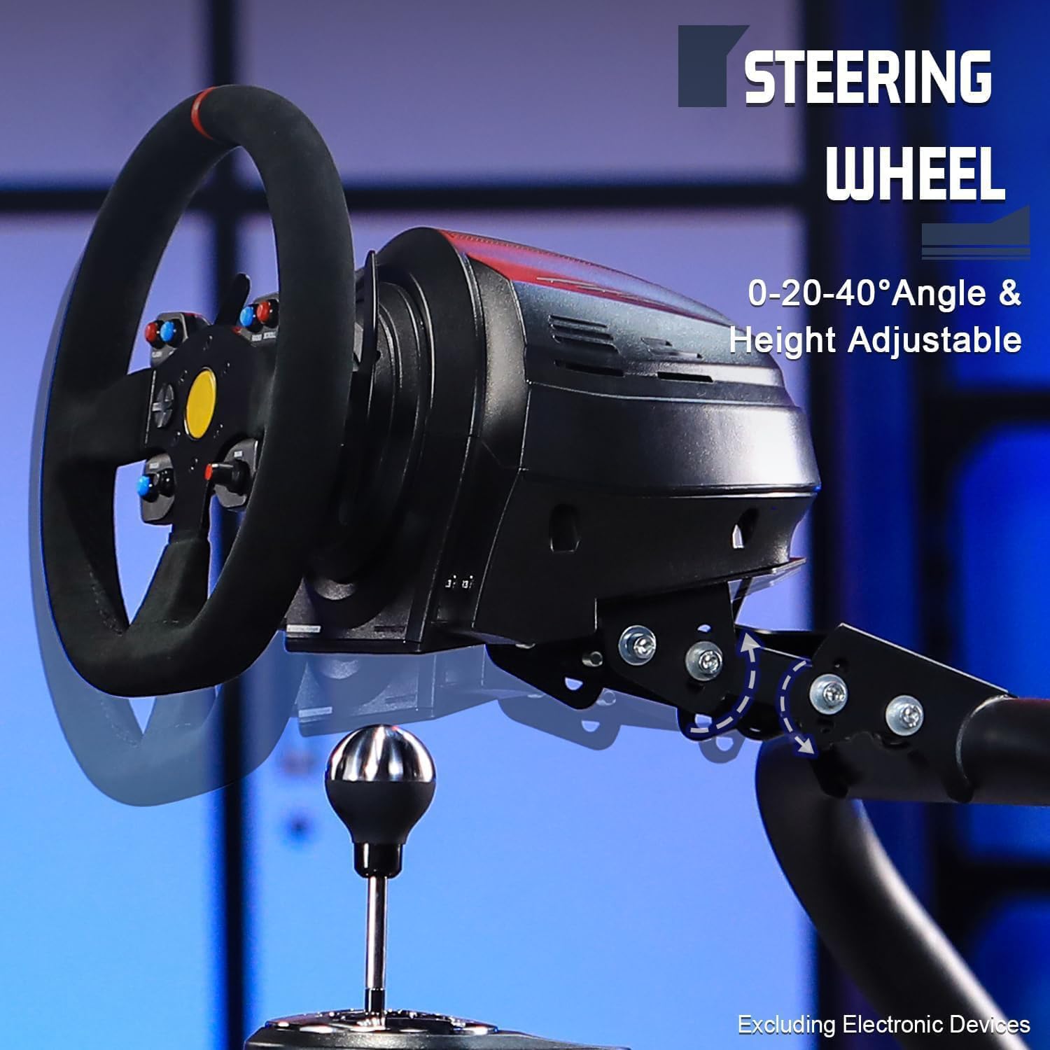 Marada Racing Simulator Cockpit with Monitor Stand Fit for Thrustmaster T500 T3PA,for PXN,for Logitech G923 G920,for FANTEC,Stable Strong Driving Cockpit with Black Seat,Not Included Wheel and Pedal
