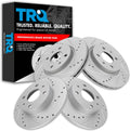 TRQ Performance Front and Rear Brake Rotor Set G Coated Drilled and Slotted Compatible with 2012-2017 Fiat 500
