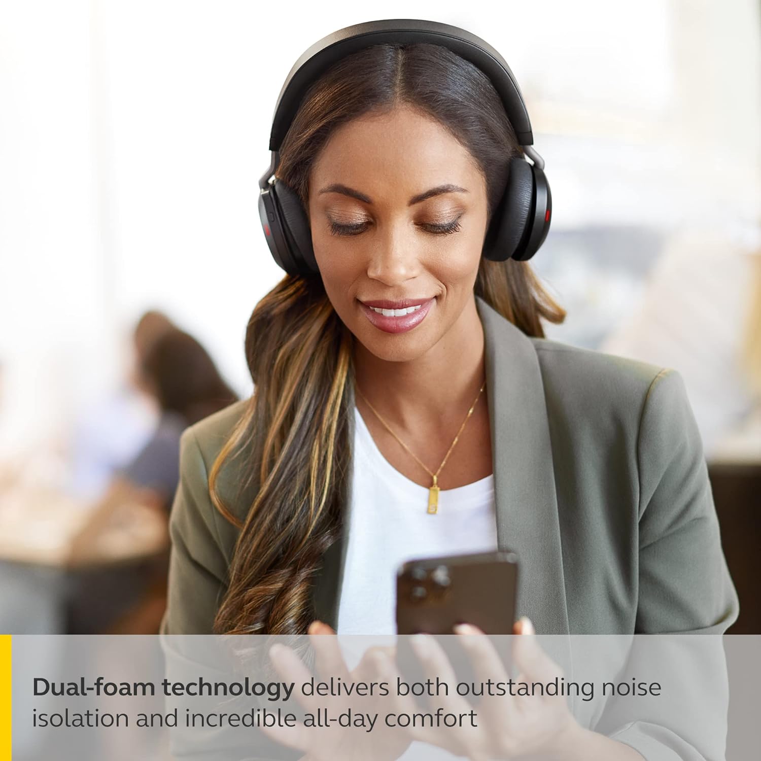Jabra Evolve2 75 PC Wireless Headset with 8-Microphone Technology - Dual Foam Stereo Headphones with Adjustable Advanced Active Noise Cancelling, USB-C Bluetooth Adapter and UC Compatibility - Black