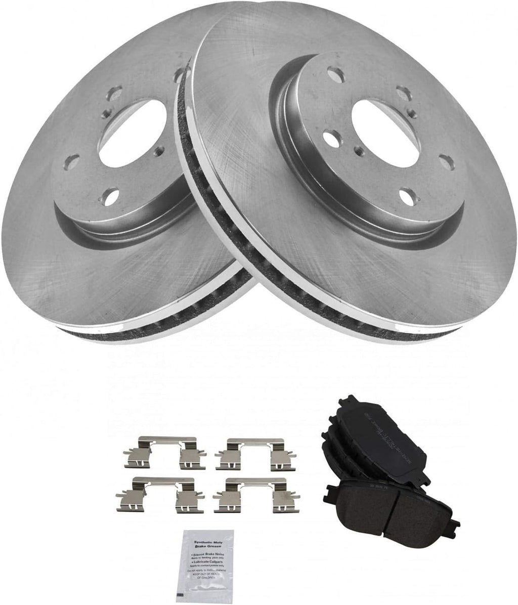 TRQ Front Brake Pad and Rotor Set Semi Metallic Vented Rotors Compatible with 2006 Lexus GS300 2009-2015 IS250