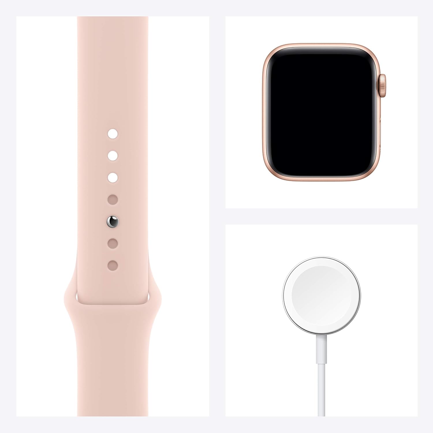 Apple Watch SE (GPS, 44mm) - Gold Aluminum Case with Pink Sand Sport Band (Renewed)