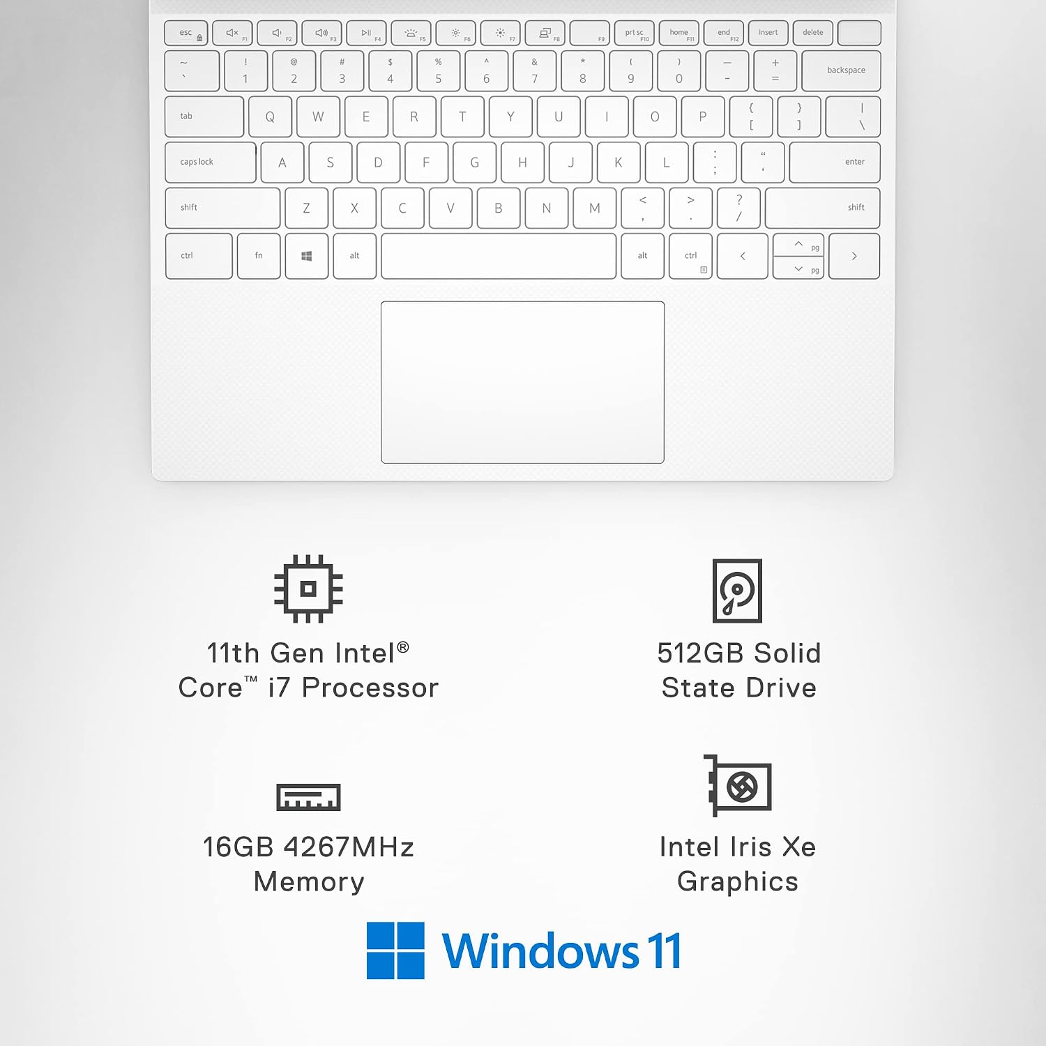 Dell XPS 13 9310 Laptop - 13.4-inch OLED 3.5K (3456x2160) Touchscreen Display, Intel Core i7-1195G7, 16GB LPDDR4x RAM, 512G SSD, Intel Iris Xe Graphics, 1-Year Premium Support, Windows 11 Home - White