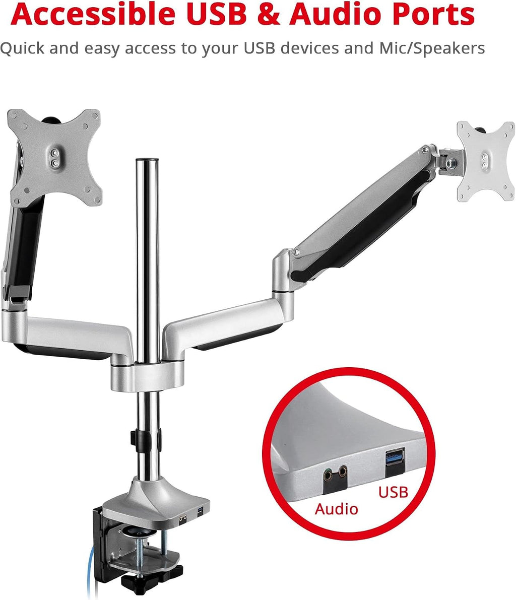 SIIG Dual Monitor Gas Spring Desk Mount W/USB Port