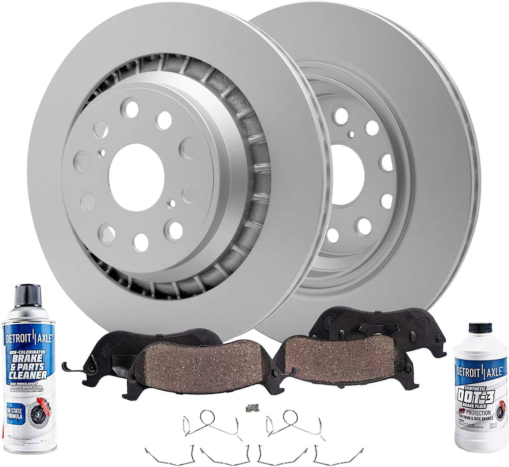 Detroit Axle - 6pc Rear Brake Kit for 2018-2025 Lexus LS500 LS500h 2021-2025 Toyota Mirai, Disc Brake Rotors Ceramic Brakes Pads with Hardware Replacement : 13.19' inch Rotors