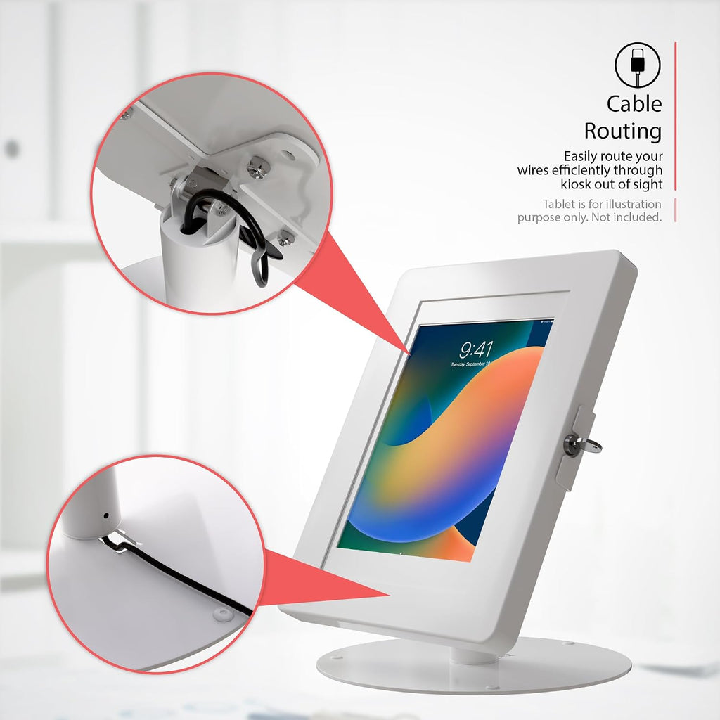 Premium iPad Retail POS Stand – CTA Upscale Tablet Kiosk Stand with 360 Degree Rotation & Locking for Retail, Restaurants & More – for Surface Pro 3-8th Gen, iPad Pro 12.9' & More – White (PAD-HSKSWL)