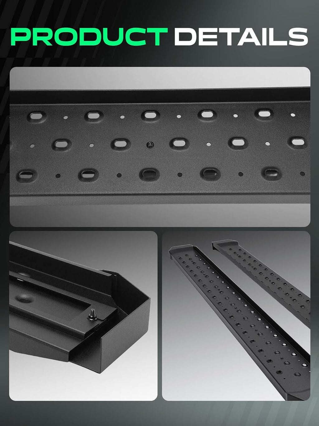 YHTAUTO 6.5 Inch Running Boards Side Steps Fits Chevy Silverado & GMC Sierra 1500 2019-2025, 2500 HD/3500 HD 2020-2025(Extended Cab/Double Cab) Side Steps Carbon Steel, Side Step Rails