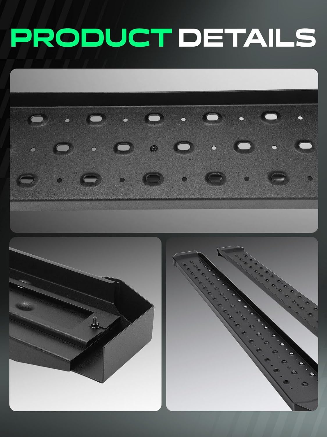 YHTAUTO 6.5 Inch Running Boards Side Steps Fits Chevy Silverado & GMC Sierra 1500 2019-2025, 2500 HD/3500 HD 2020-2025(Extended Cab/Double Cab) Side Steps Carbon Steel, Side Step Rails