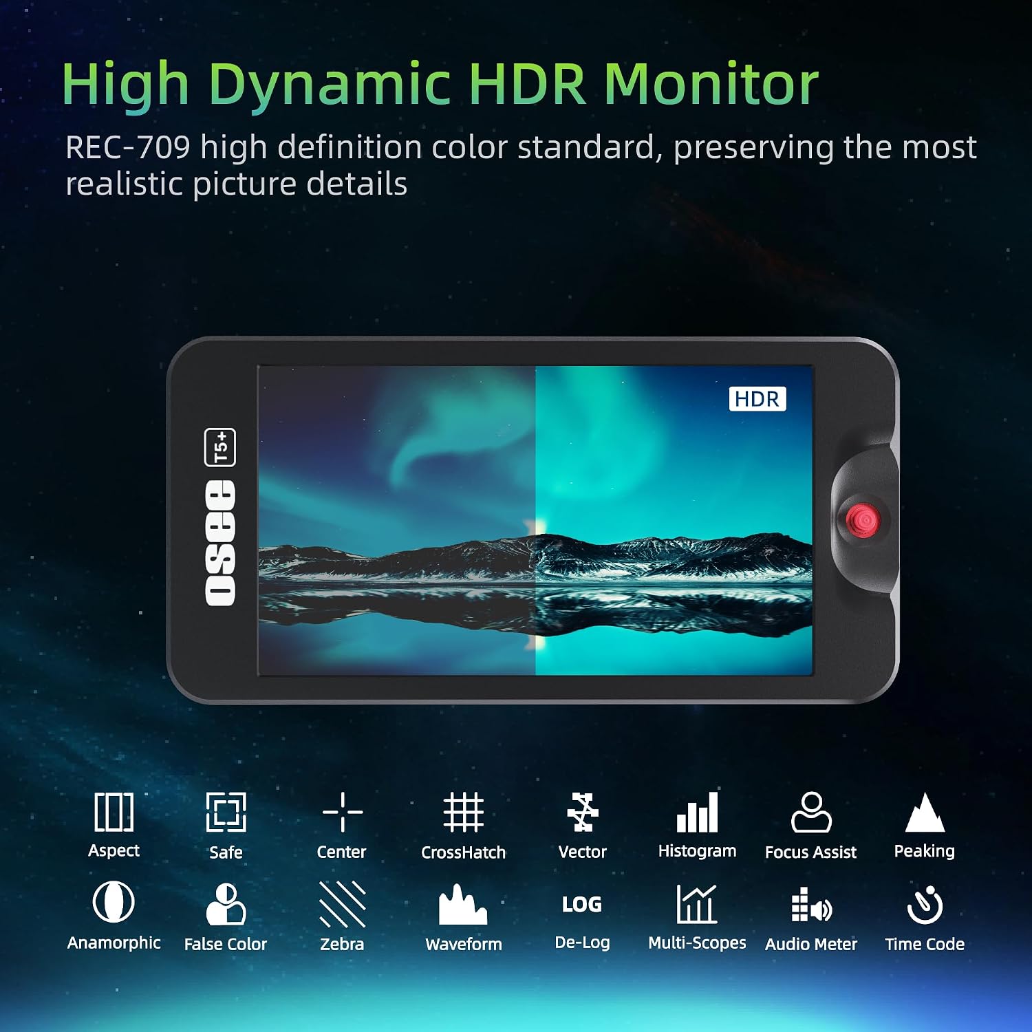 Osee T5+ 5.5 Inch 1000nits Camera Monitor, Customizable False Color Field Monitor, HDR 4K HDMI Input 8 MySets Preview Workflow DSLR Monitor, Peaking Focus Assist, 3D Lut (Battery Not Included)