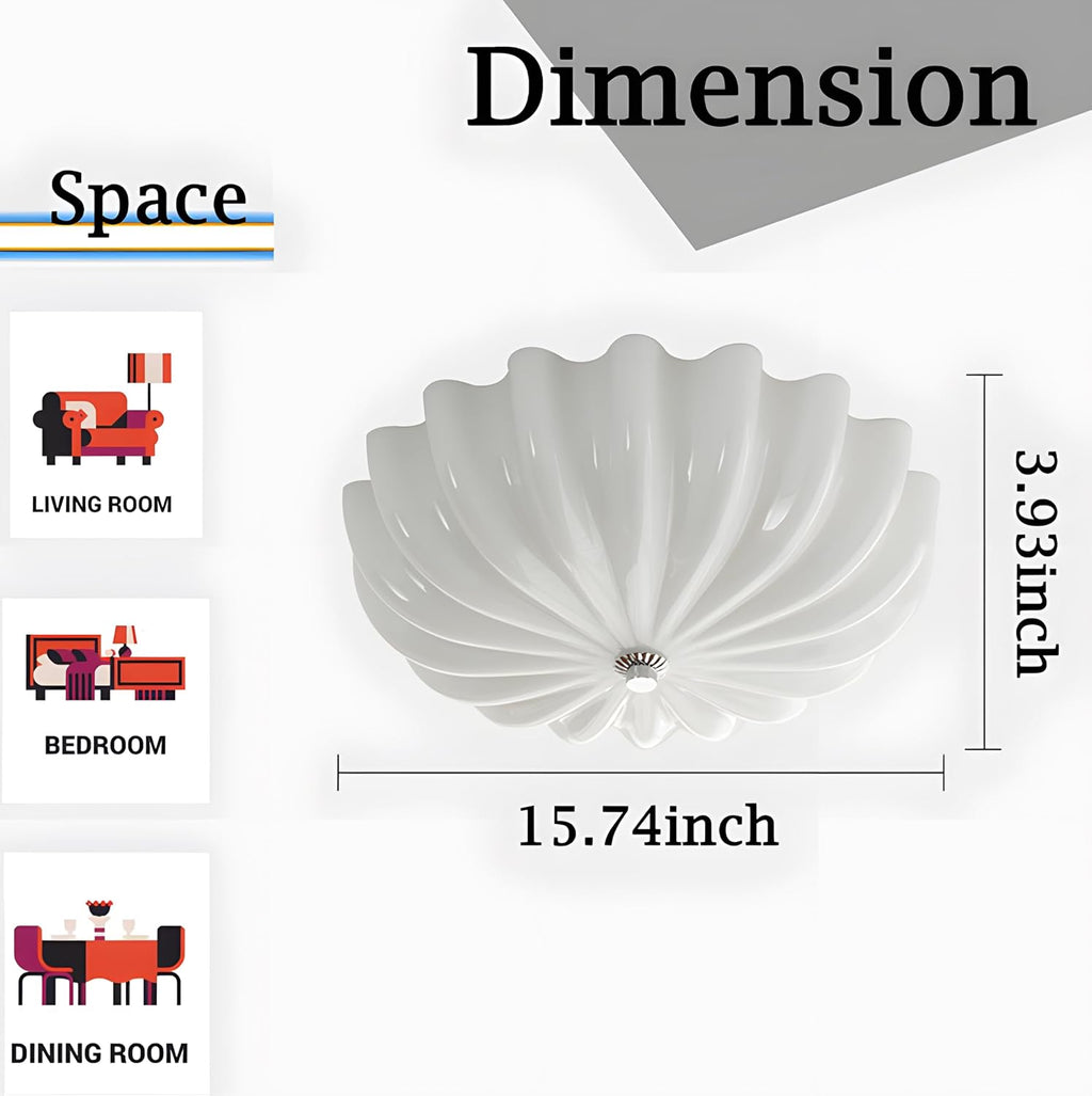 Mid Century Modern Flush Mount Ceiling Light with Milk White Glass Shade, White Flower Ceiling Lamp, 15.74inch Large LED Kitchen & Hallway Ceiling Light Fixture.