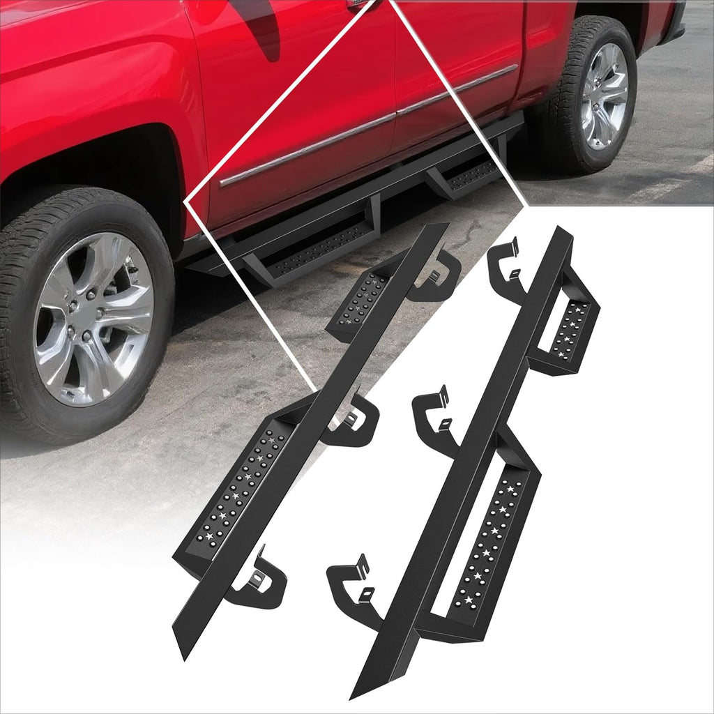 2.75' Black Drop Side Steps Nerf Bars Running Boards Compatible with 07-19 Chevy Silverado/GMC Sierra Extended Cab (Pair)