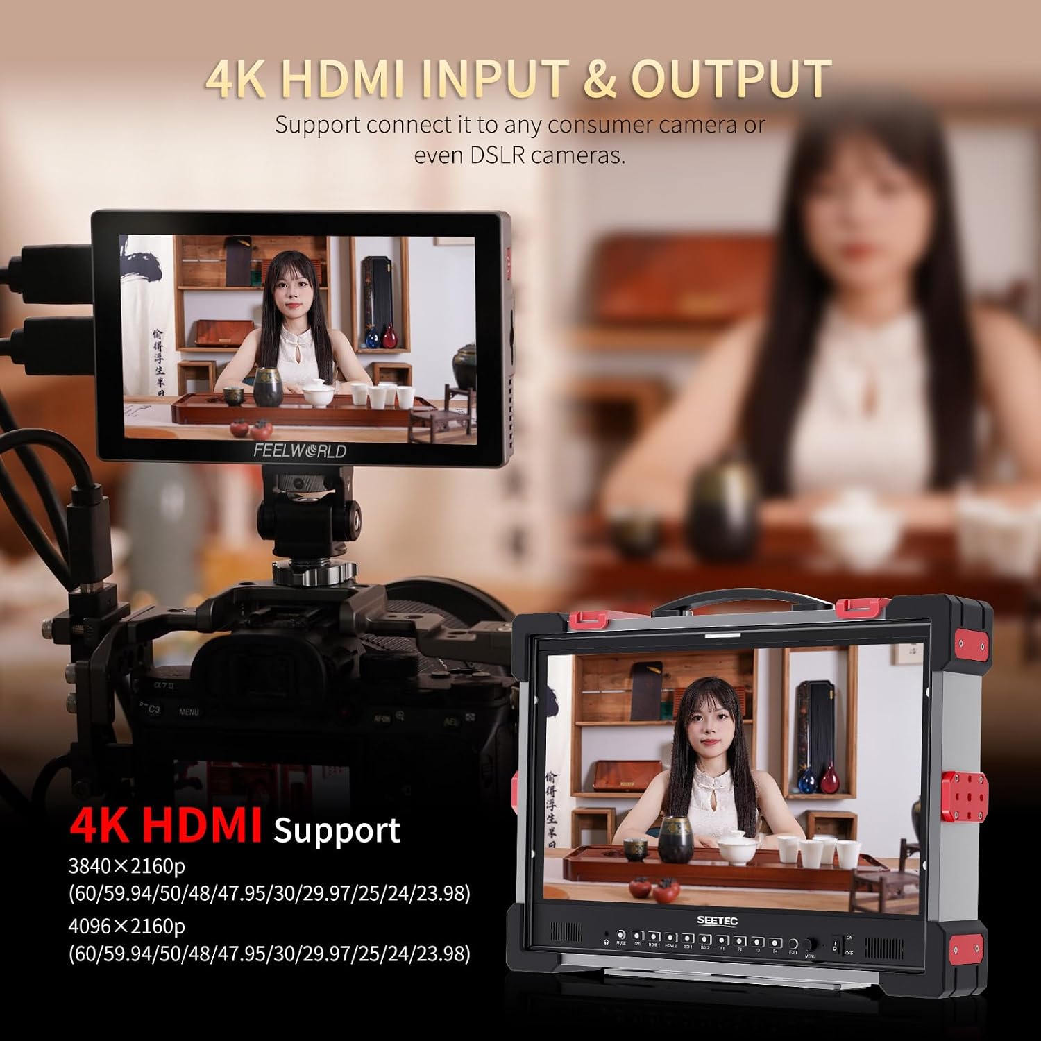 FEELWORLD P6X 5.5 inch 1000nit Aluminium Camera Field DSLR Monitor Touchscreen High Brightness Portable Waveform LUT HDR 4K HDMI Input and Output Weight 249g