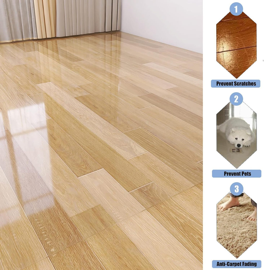 Vinyl Clear Desk Chair Mat for Carpet, Wood/Tile Floor Protector, Kitchen Countertop Mat Tabletop Cover Furniture/Cabinet/Shelf Top Protection Pad, Runner Rug Non-Slip (Color : Clear, Size : 2x19f