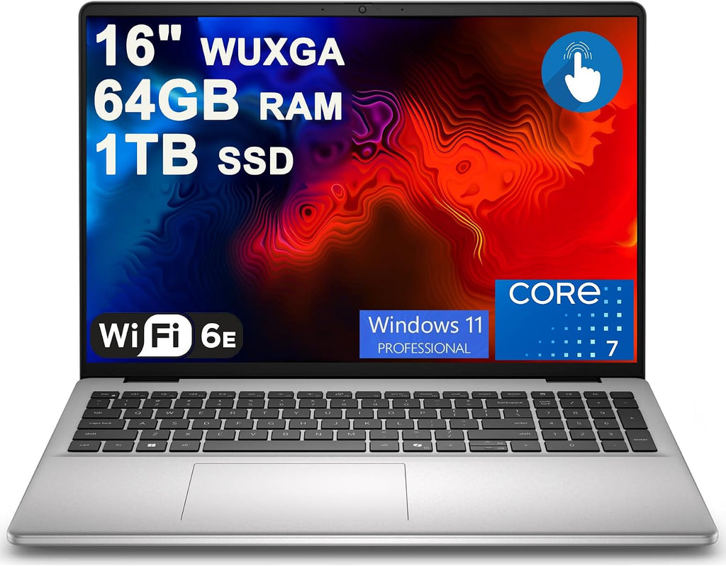Dell 16 Laptop 16' WUXGA Comfortview Touchscreen Intel 10-core Core 7 150U 64GB DDR5 1TB SSD Backlit Fingerprint WiFi6E FHD Camera ExpressCharge for Creator Business Professional Win11Pro