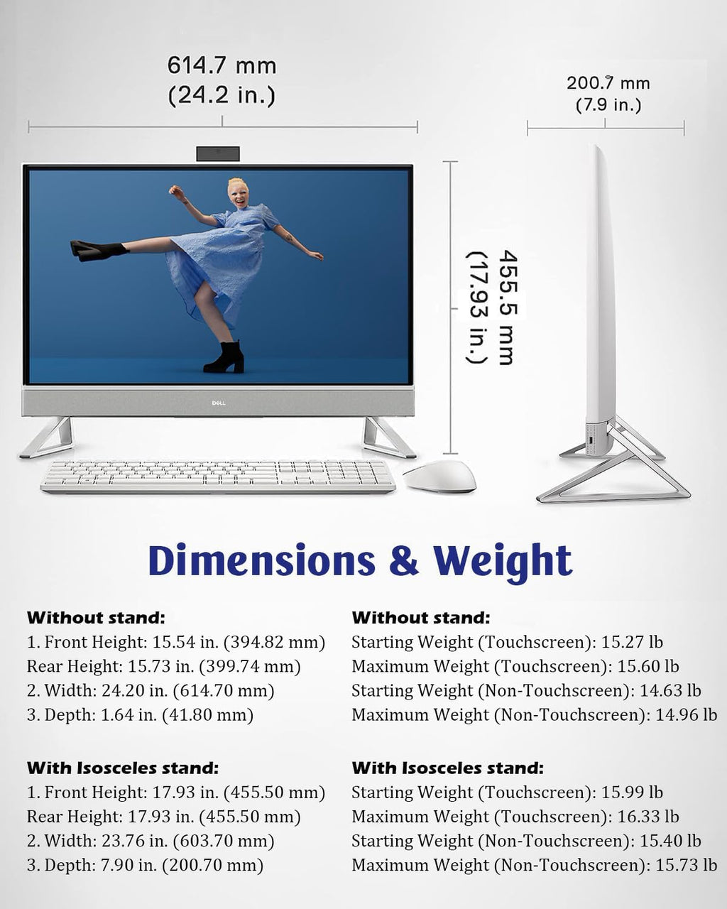 Dell 27 All-in-One Desktop Computer PC - 64GB RAM, 2TB SSD, 27' FHD IPS Touchscreen, Intel 7-150U CPU (up to 5.4GHz), GeForce MX570A, Wireless KB & Mouse, Wi-Fi 6E, Bluetooth, Win 11 Pro