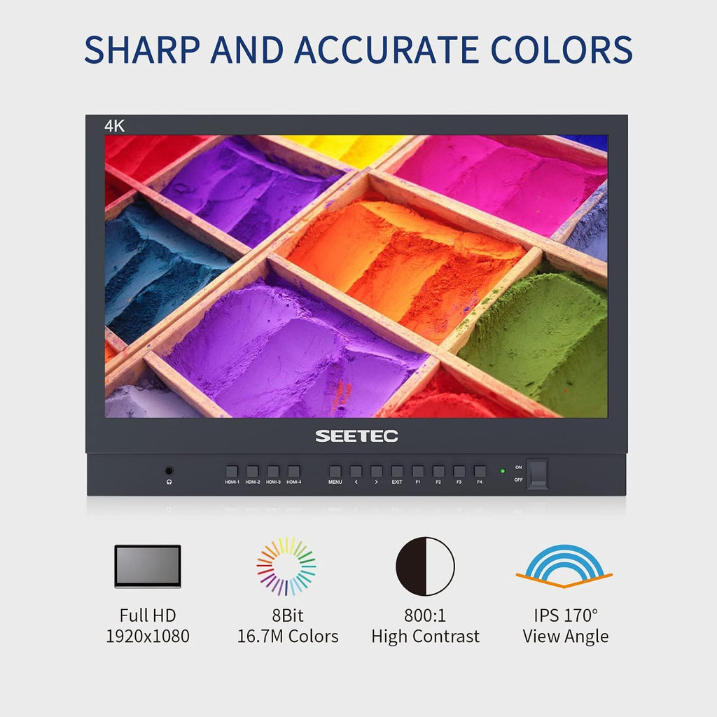 15.6 Inch Production Monitor ATEM156-CO 4K HDMI Output Inputs Quad Split Display 1920 x 1080 Full HD Live Streaming Portable Broadcast Direction Monitor for Video Switcher Mixer