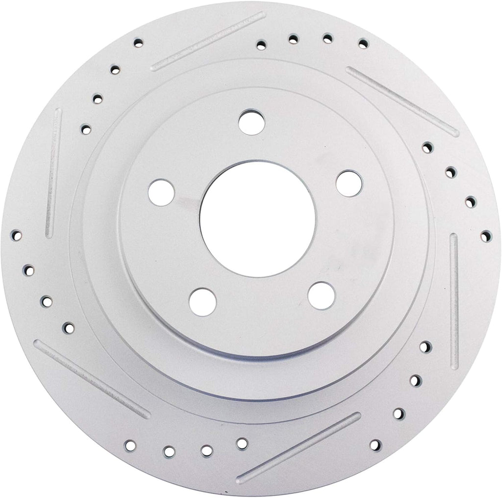 TRQ Performance Front and Rear Brake Rotor Set G Coated Drilled and Slotted Compatible with 2000-2004 Subaru Legacy 2001-2004 Outback 2003-2006 Baja