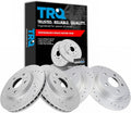TRQ Performance Front and Rear Brake Rotor Set G Coated Drilled and Slotted Compatible with 2012-2016 Buick LaCrosse 2011-2016 Regal 2013-2015 Chevrolet Malibu 2016 Malibu Limited