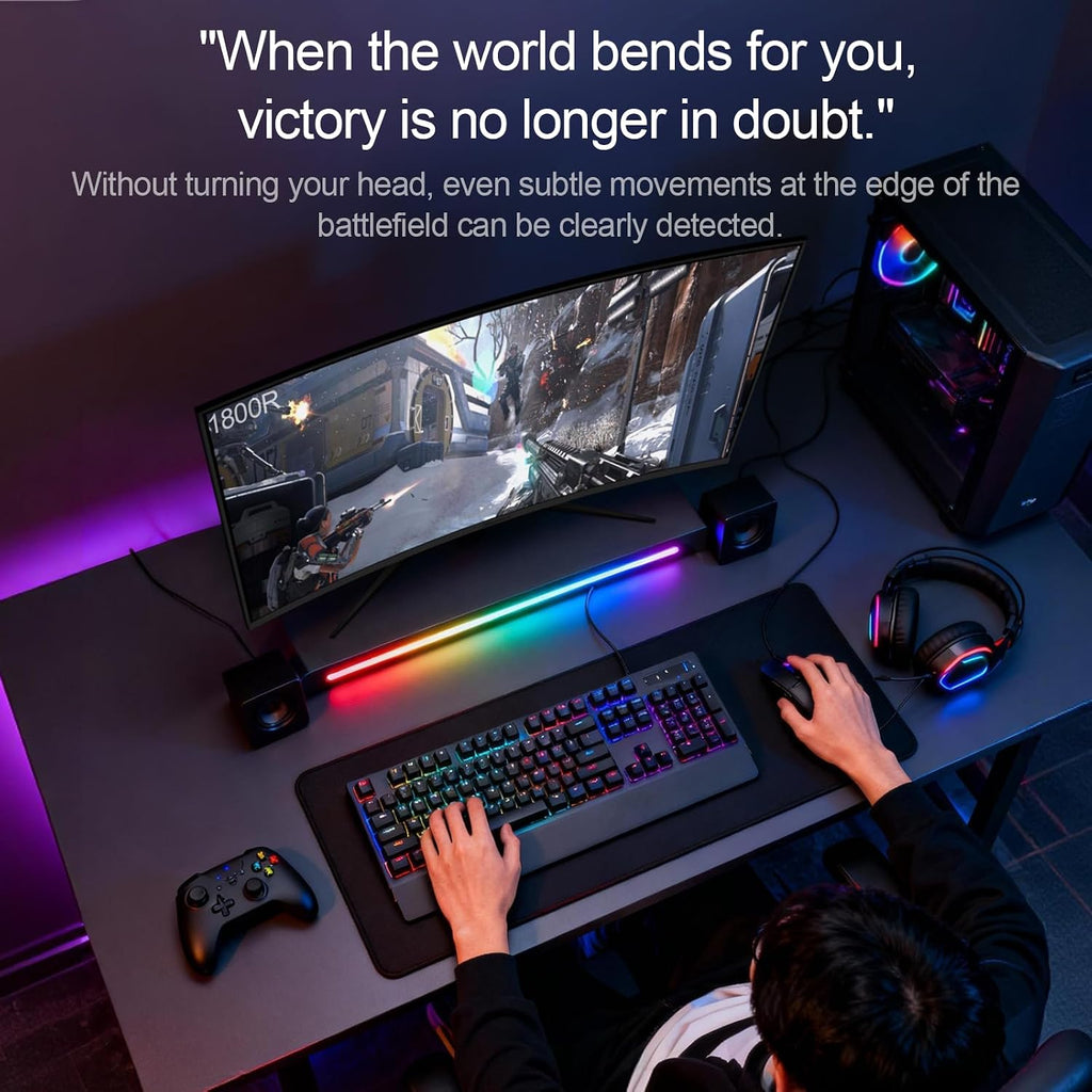 27 Inch Curved Gaming Computer Monitor 2K QHD(2560x1440) 180Hz Monitor,1ms 1800R Display, FreeSync, 4000:1 Contrast Ratio,100% sRGB, HDMI 2.0 & DisplayPort 1.4 VESA Mount（G27X Flex Pro）