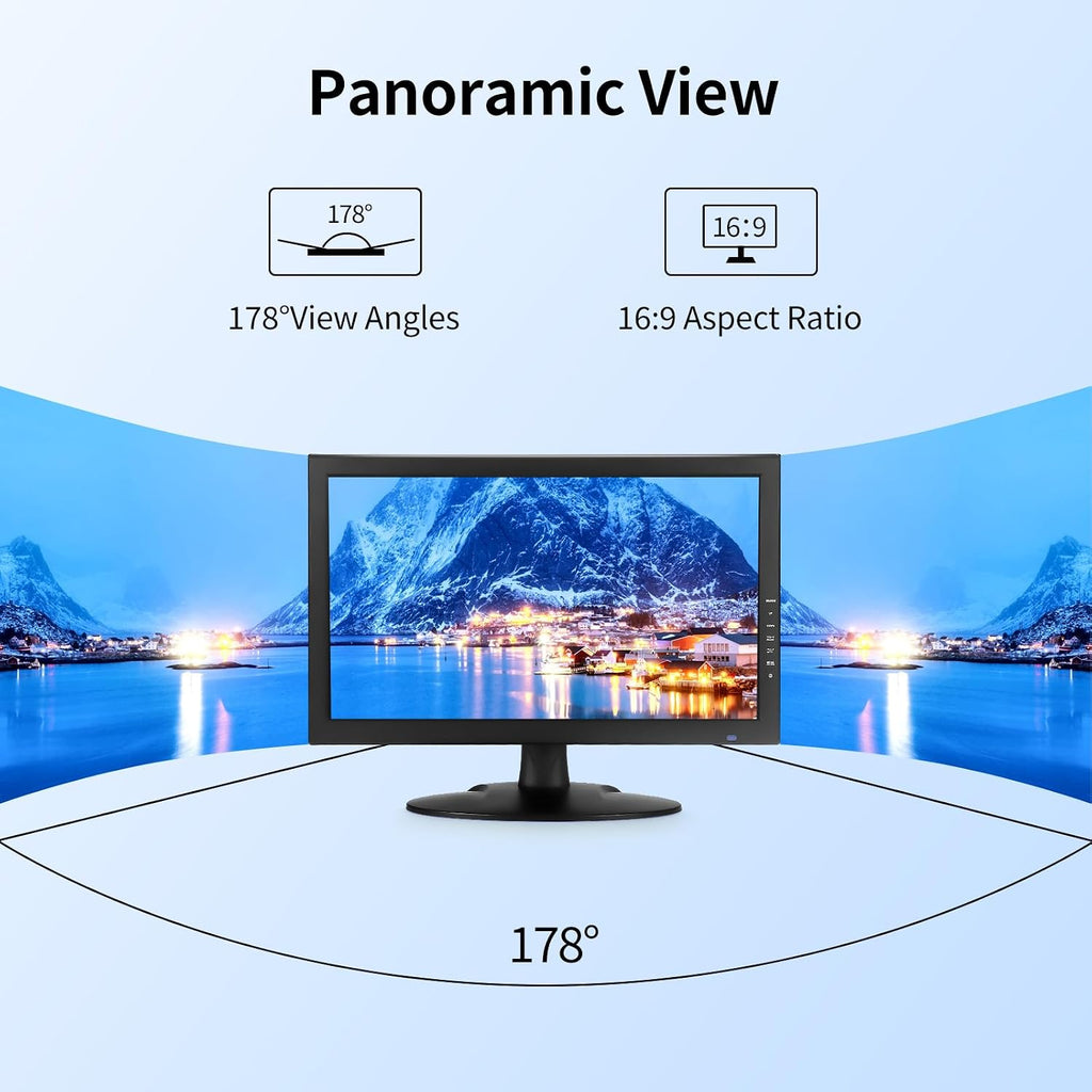 SVD 18.5 Inch Security Monitor – Supports 4K Input, 1366x768 HD LED Display, Ultra Thin CCTV Monitor with HDMI/VGA/BNC/USB, Professional Surveillance Screen for DVR, Home, Office