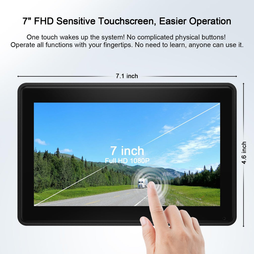 Fookoo 2 Magnetic Solar Wireless Backup Camera 7' IPS Touchscreen Monitor 1 Min DIY Install Portable Scratch-Proof No Drilling HD 1080P DVR Rechargeable Night Vision for Car RV Truck Camper - DCM702