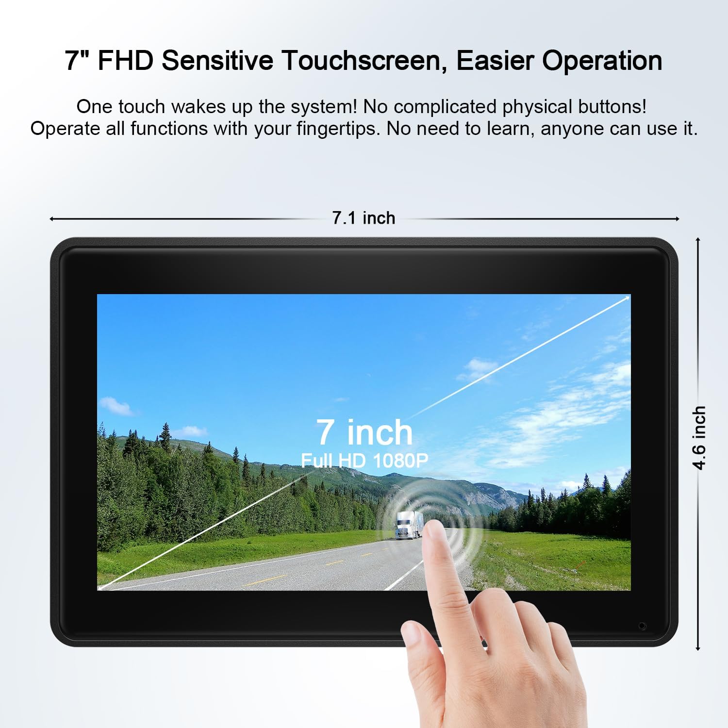 Fookoo 2 Magnetic Solar Wireless Backup Camera 7' IPS Touchscreen Monitor 1 Min DIY Install Portable Scratch-Proof No Drilling HD 1080P DVR Rechargeable Night Vision for Car RV Truck Camper - DCM702