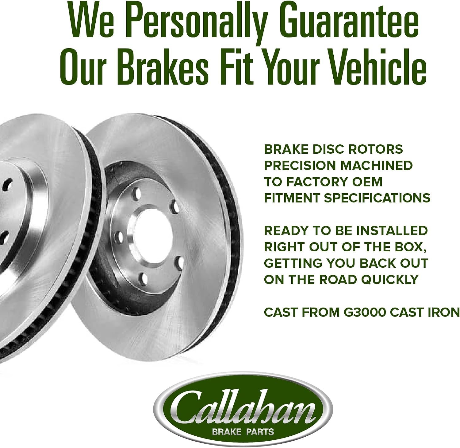 Callahan Brake Parts Brake Kit for Honda Civic 2006-2011 Front Replacement Brake Rotors with Ceramic Brake Pads and Brake Calipers CLHCCO116013