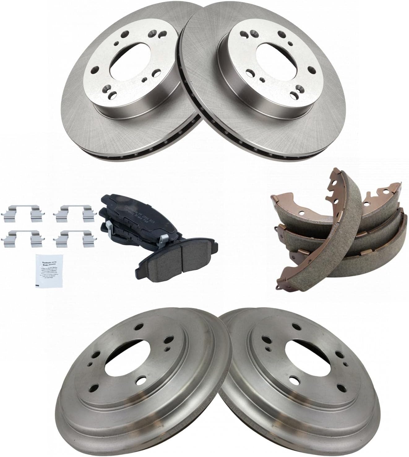 TRQ Front & Rear Brake Pad & Rotor,Shoe & Drum Kit Ceramic Compatible with 2006-2011 Honda Civic