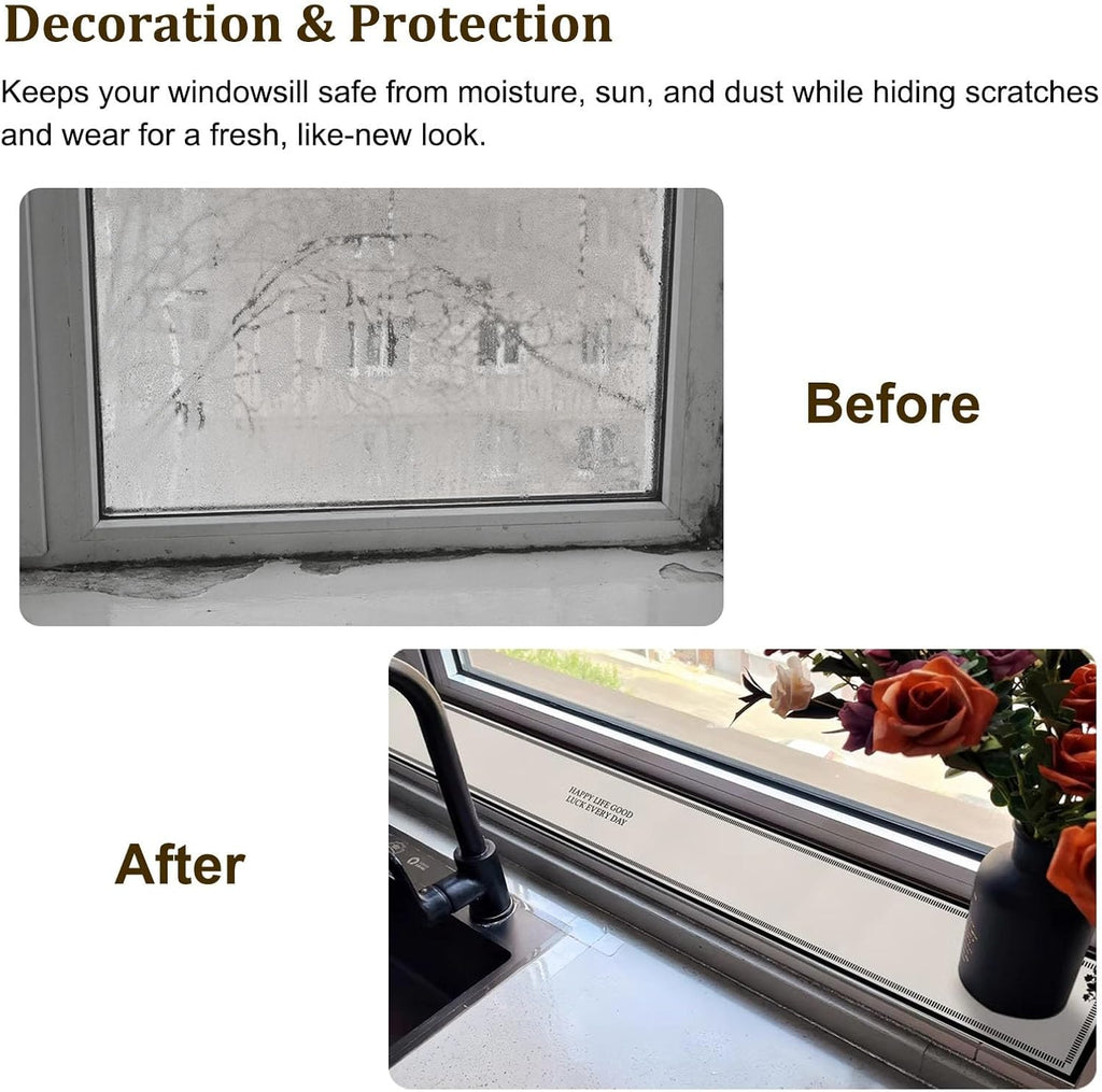 Window Sill Mat Kitchen Window Sill Cushion, Dust-Proof Bay Window Countertop Protector Liner, Replacement WindowSill Cushion Pad with Non-Slip Bottom(250x45cm(98x18in))