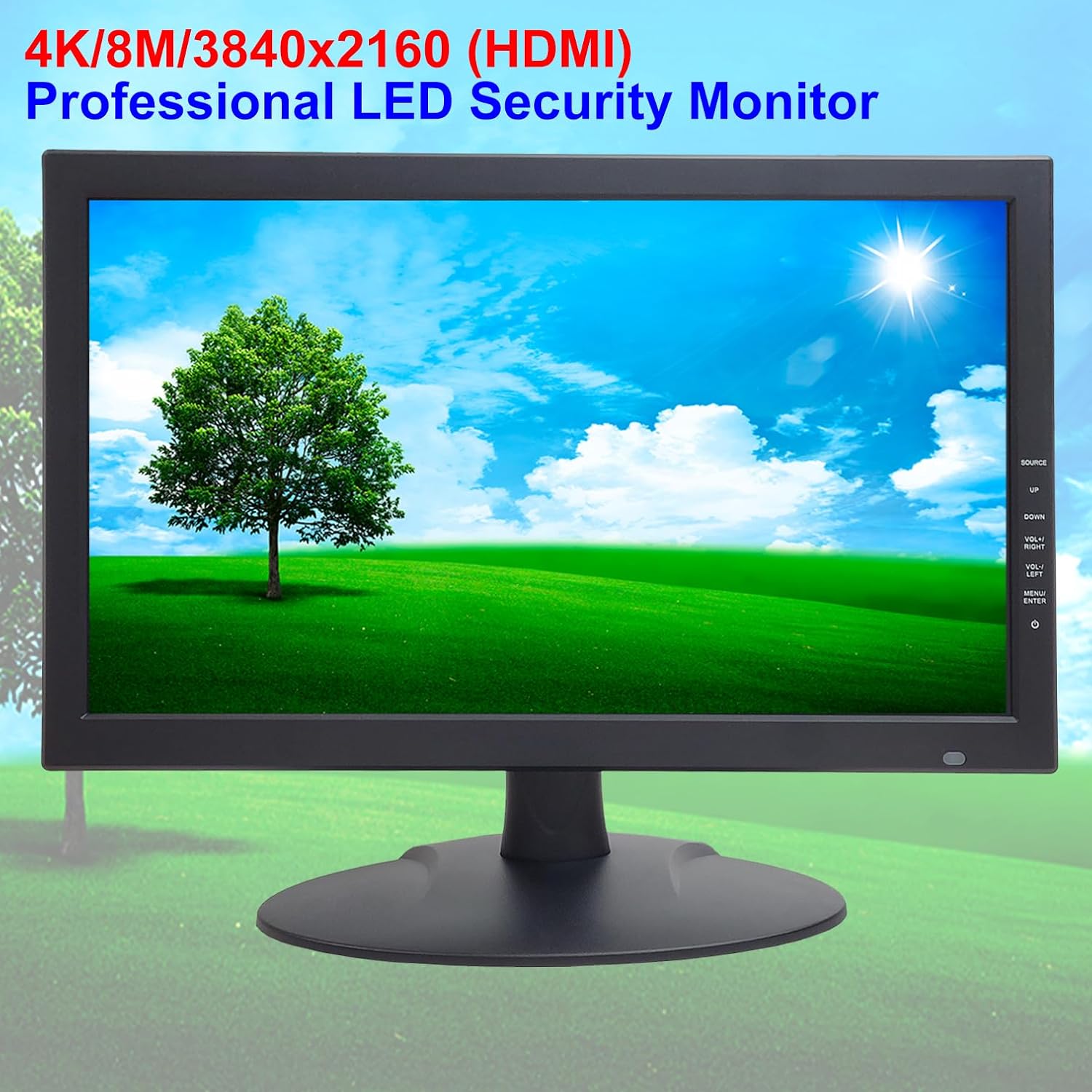 1stPV Precision 18.5' Scaled 4K Security LED Monitor, Super Sampling Anti-Aliasing (SSAA) for Ultra-Smooth, Pixel-Perfect Detail, HDMI Scaled 4K/8MP, BNC In/Out, VGA, Ideal for DVR 24/7 Surveillance