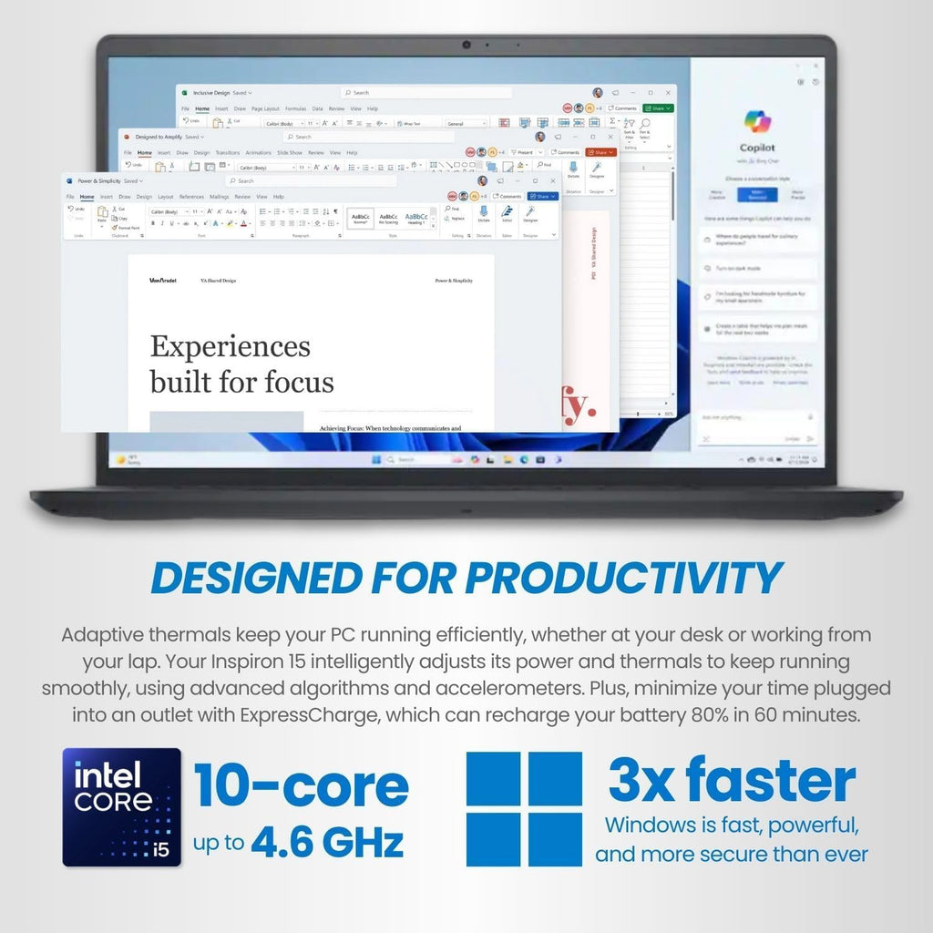 Dell Inspiron 15.6' FHD Touchscreen Laptop | 13th Gen Intel Core i5 | 12GB DDR4 RAM | 1TB PCIe SSD | AI-Enhanced Windows 11 | WI-FI 6 | Long Battery Life for Business